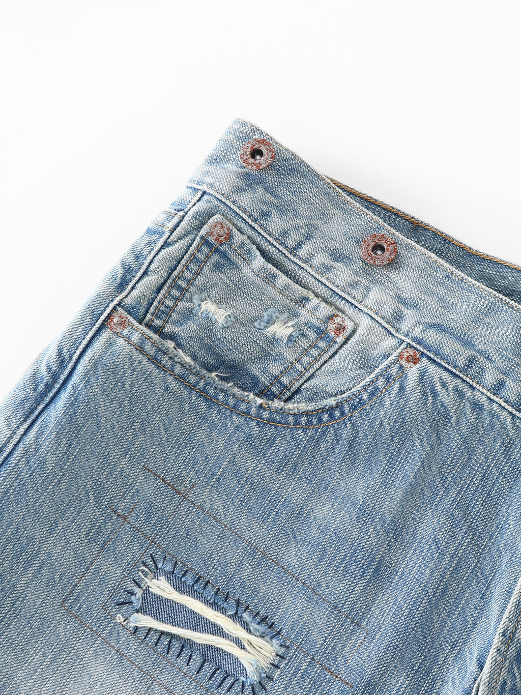 Rust Button Selvedge Denim Trouser