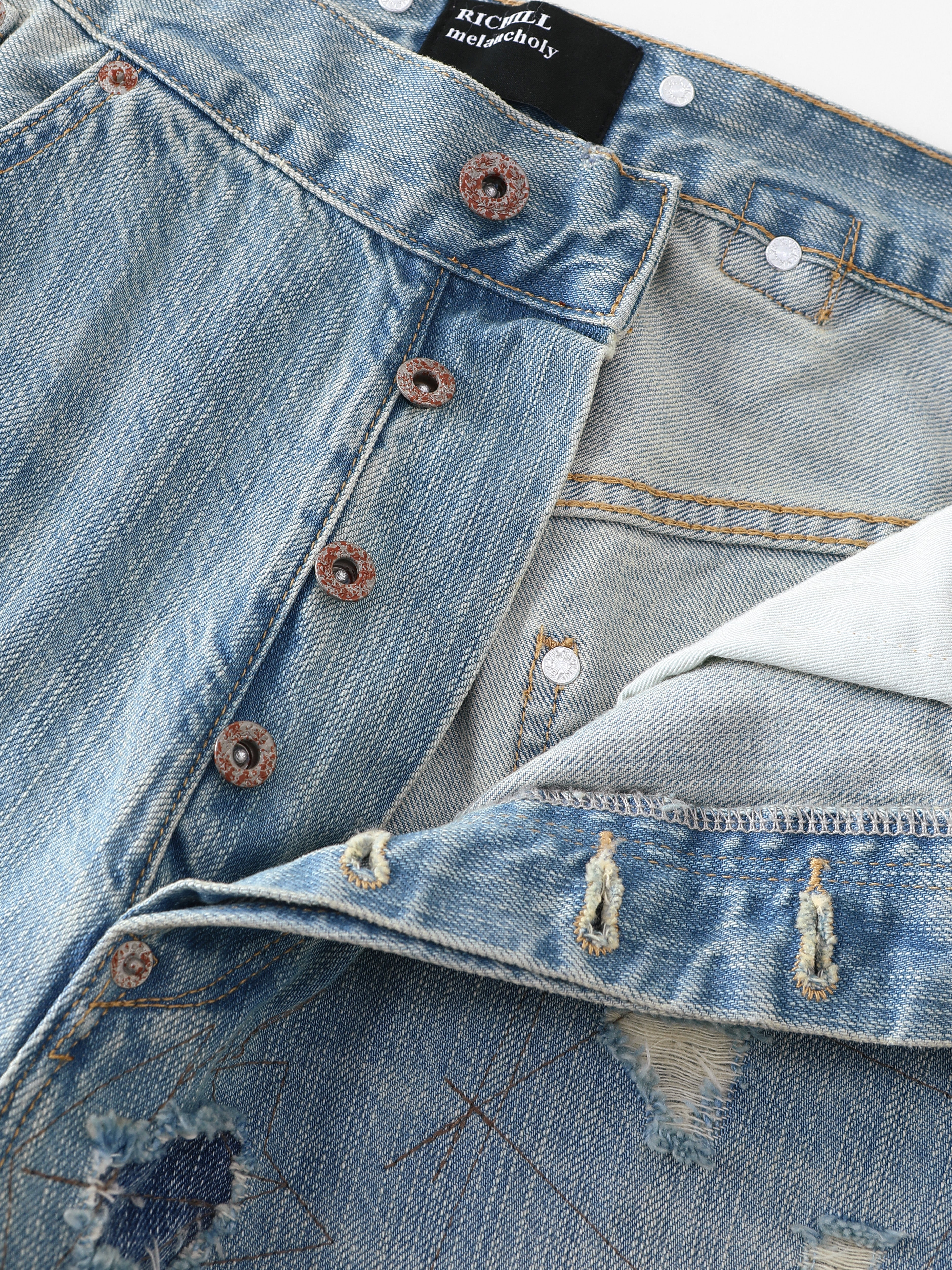 Rust Button Selvedge Denim Trouser