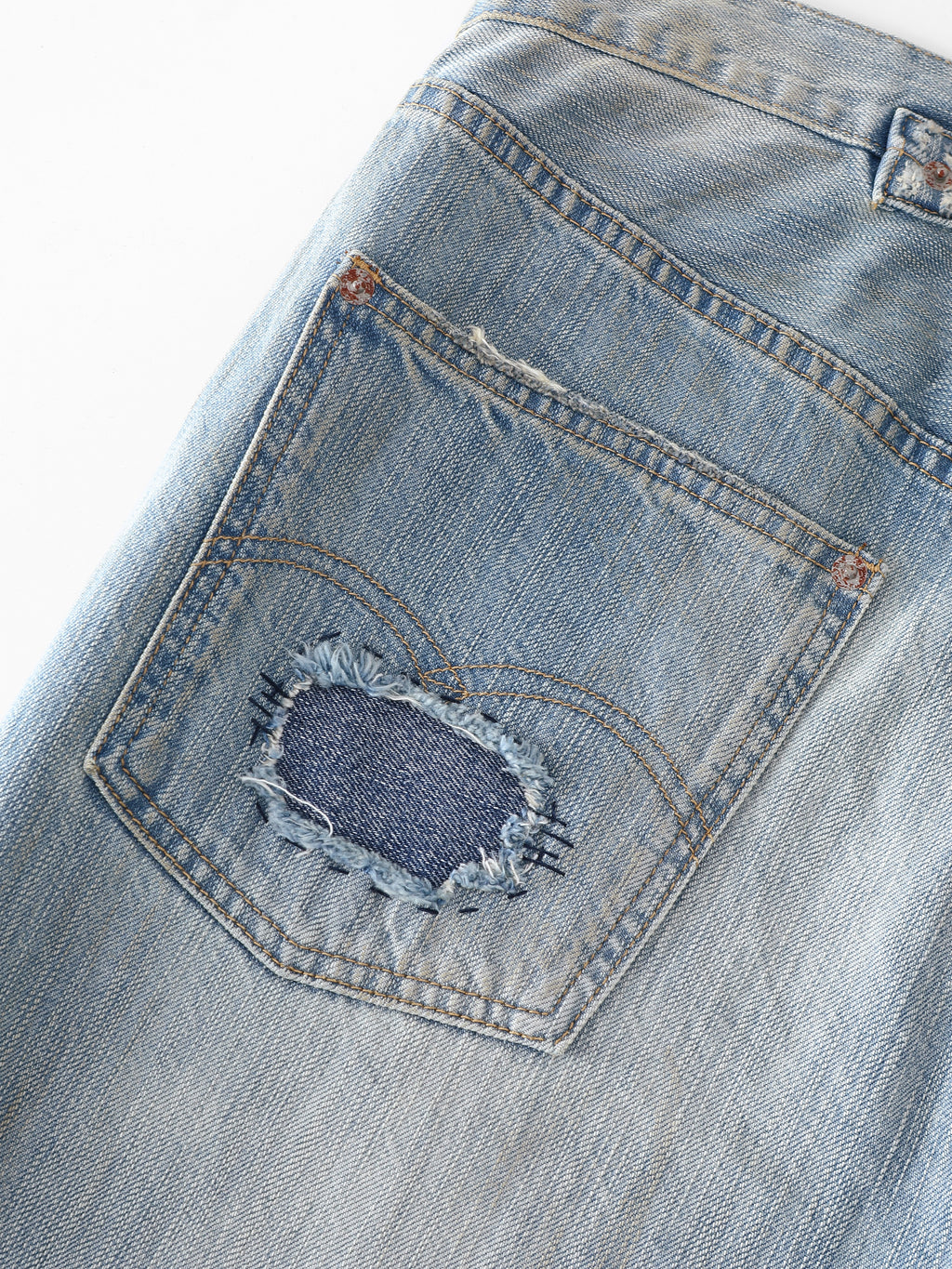 Rust Button Selvedge Denim Trouser