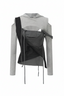 Layered Patxhwork Hooded Top