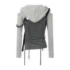 Layered Patxhwork Hooded Top