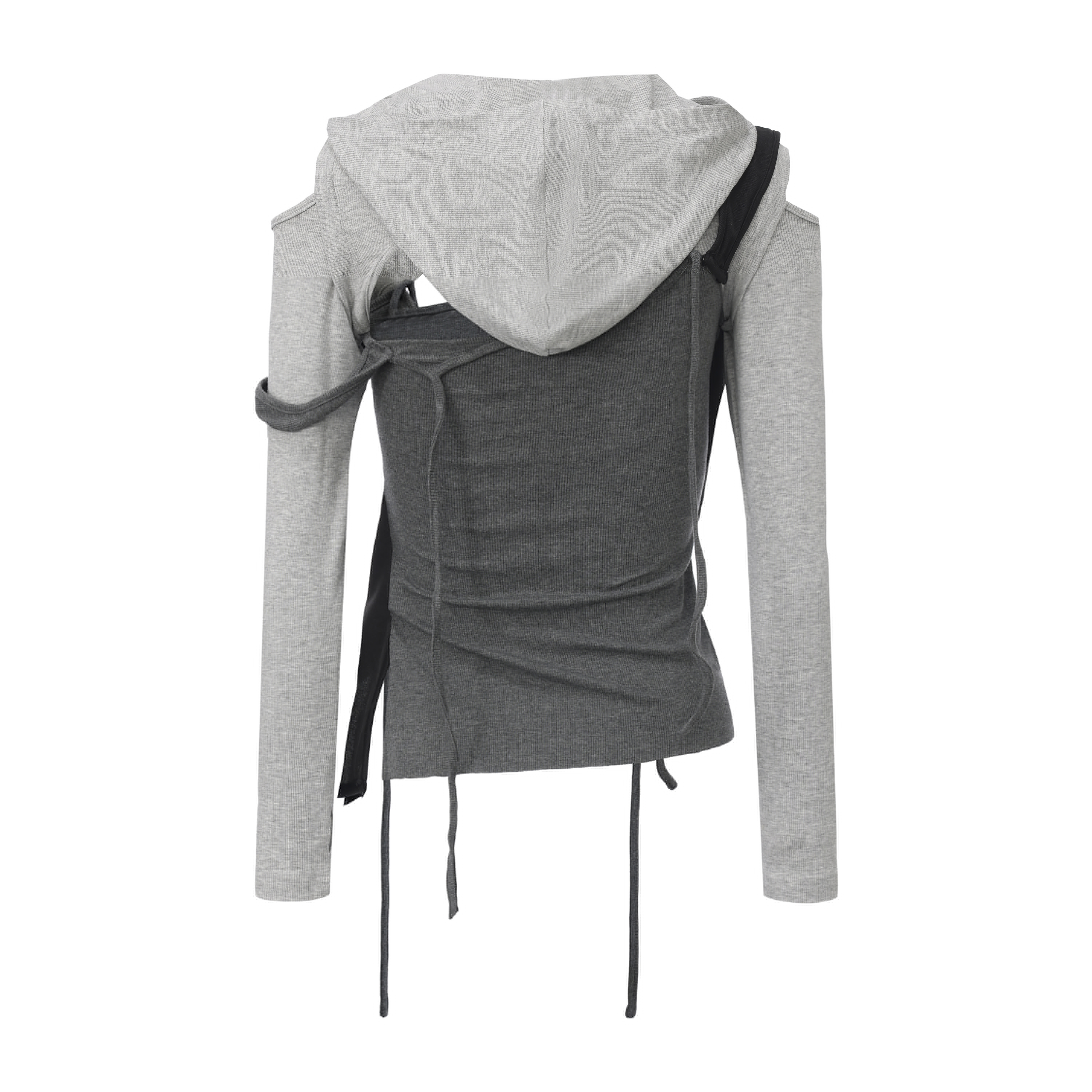 Layered Patxhwork Hooded Top