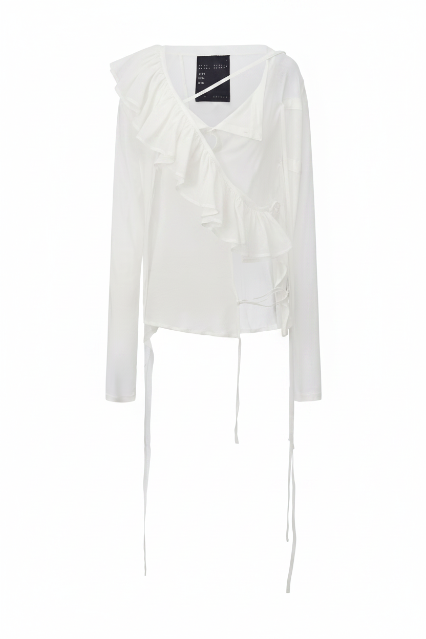 White And Black Long-sleeved Top