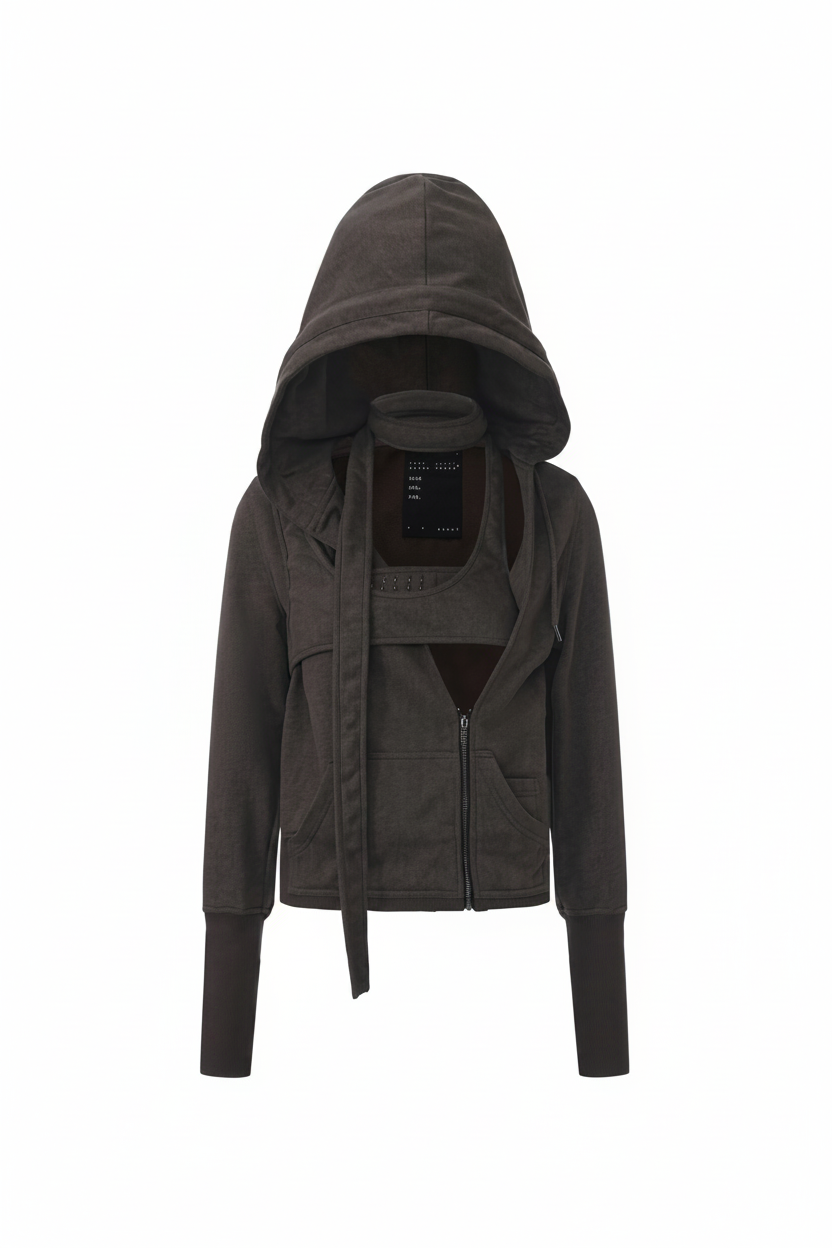 Asymmetric Hooded Sweatshirt Jacket