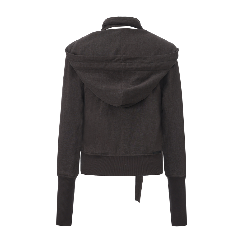 Asymmetric Hooded Sweatshirt Jacket