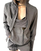 Asymmetric Hooded Sweatshirt Jacket