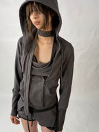 Asymmetric Hooded Sweatshirt Jacket