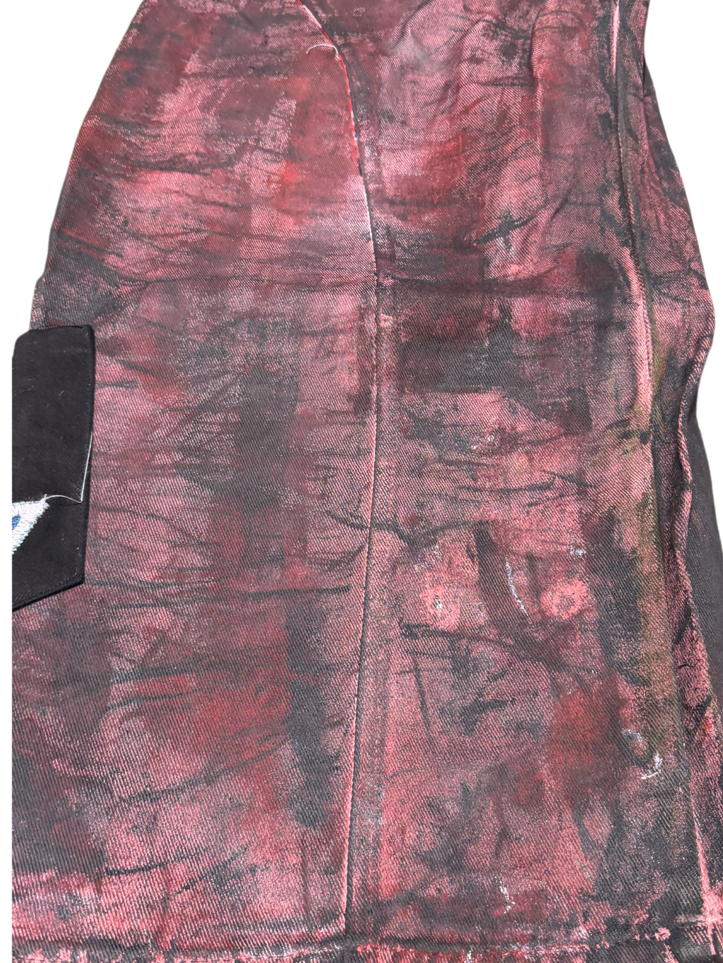 Red Waxed Denim Jeans with Eye-shaped Poxkets
