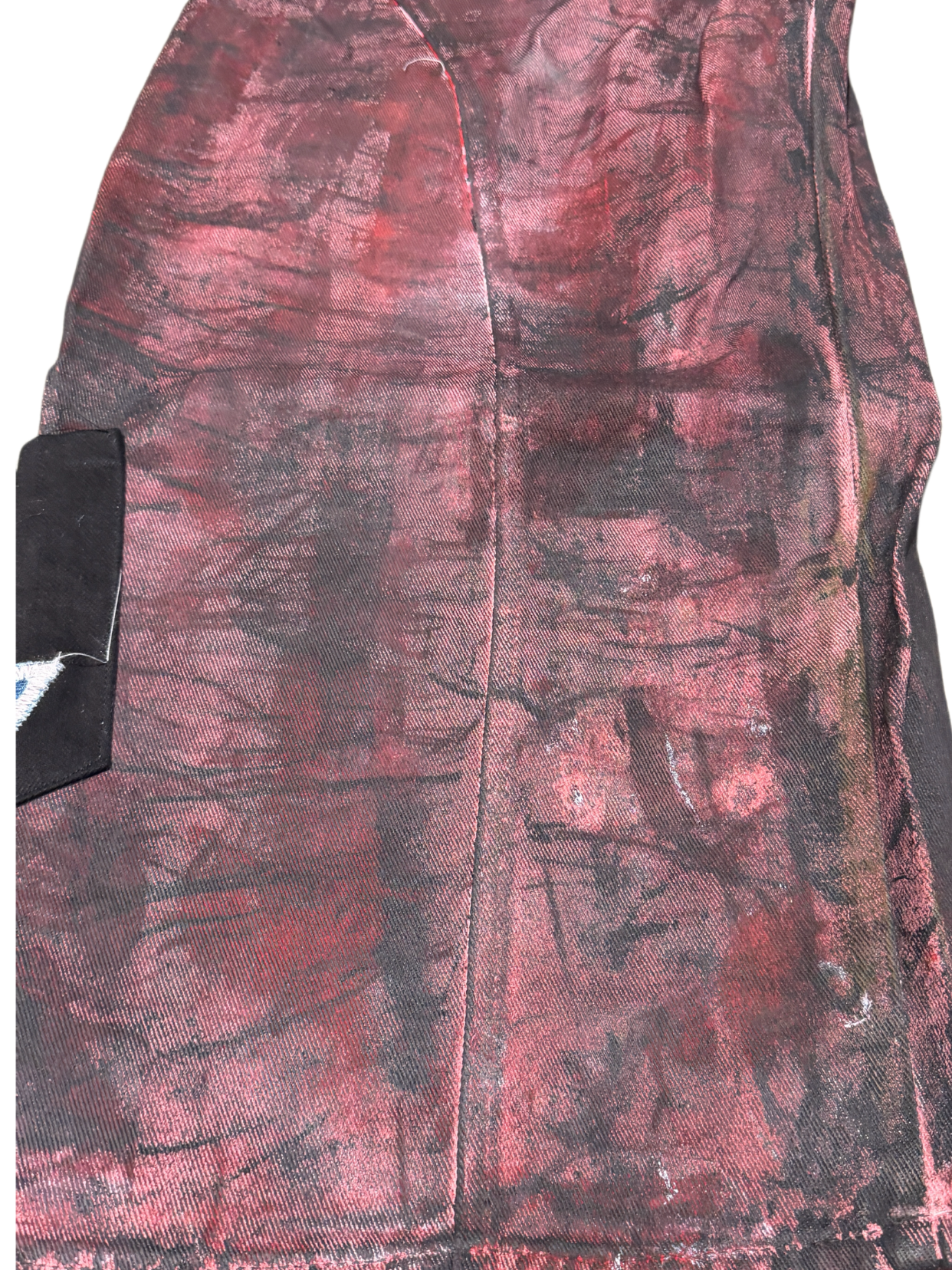 Red Waxed Denim Jeans with Eye-shaped Poxkets
