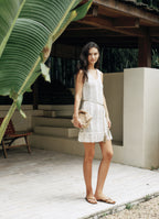 Mixed Silk-Lace Tassel Trim Knit Dress