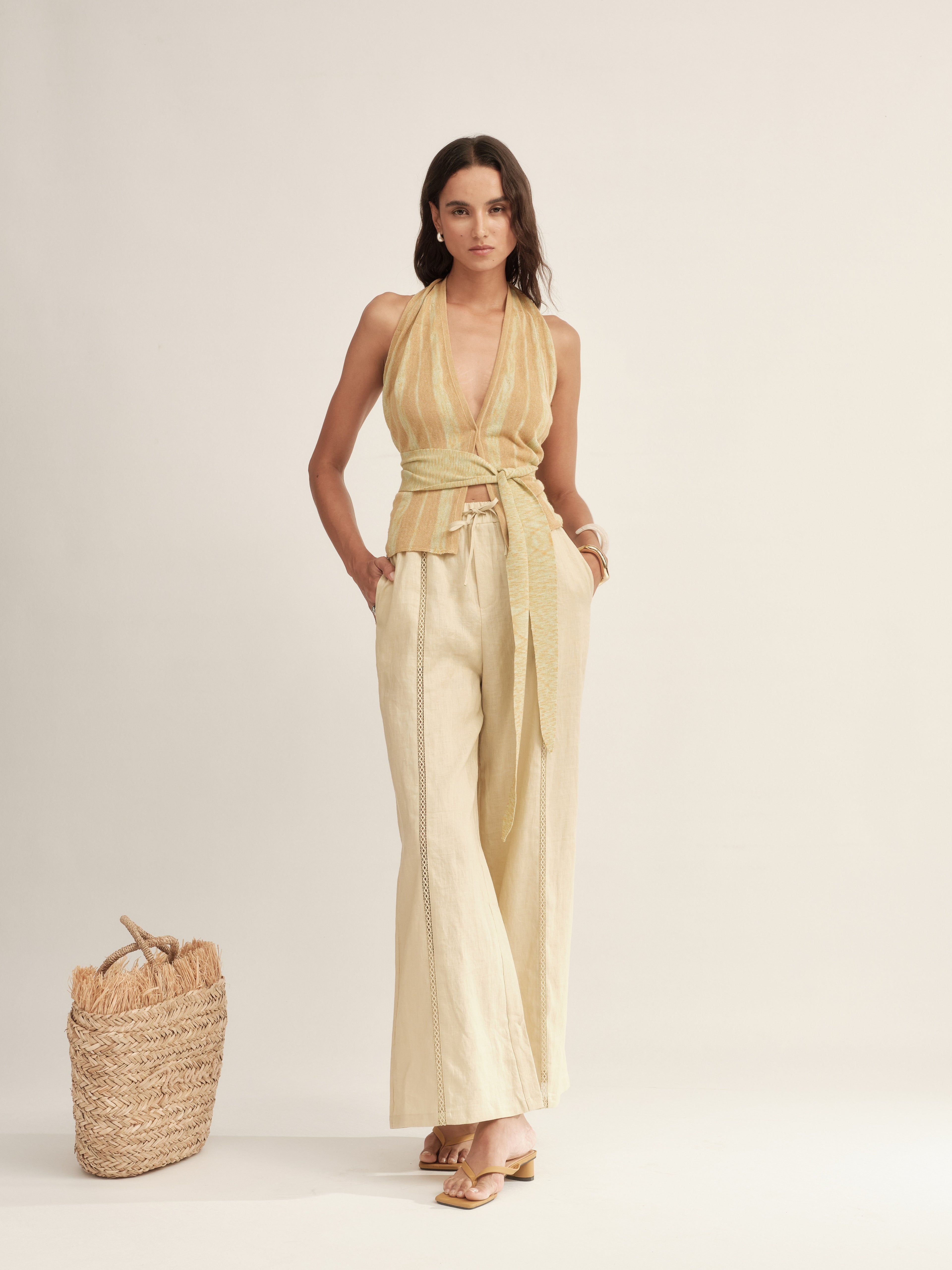 Timeless Capsule Linen Crochet Loose-Fit Pants