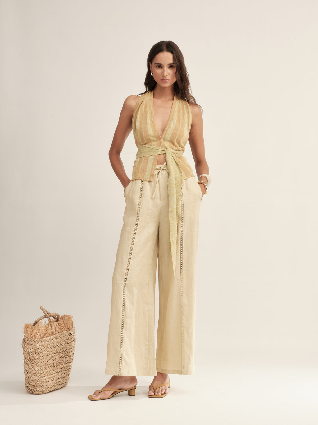 Timeless Capsule Linen Crochet Loose-Fit Pants