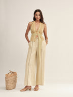 Timeless Capsule Linen Crochet Loose-Fit Pants
