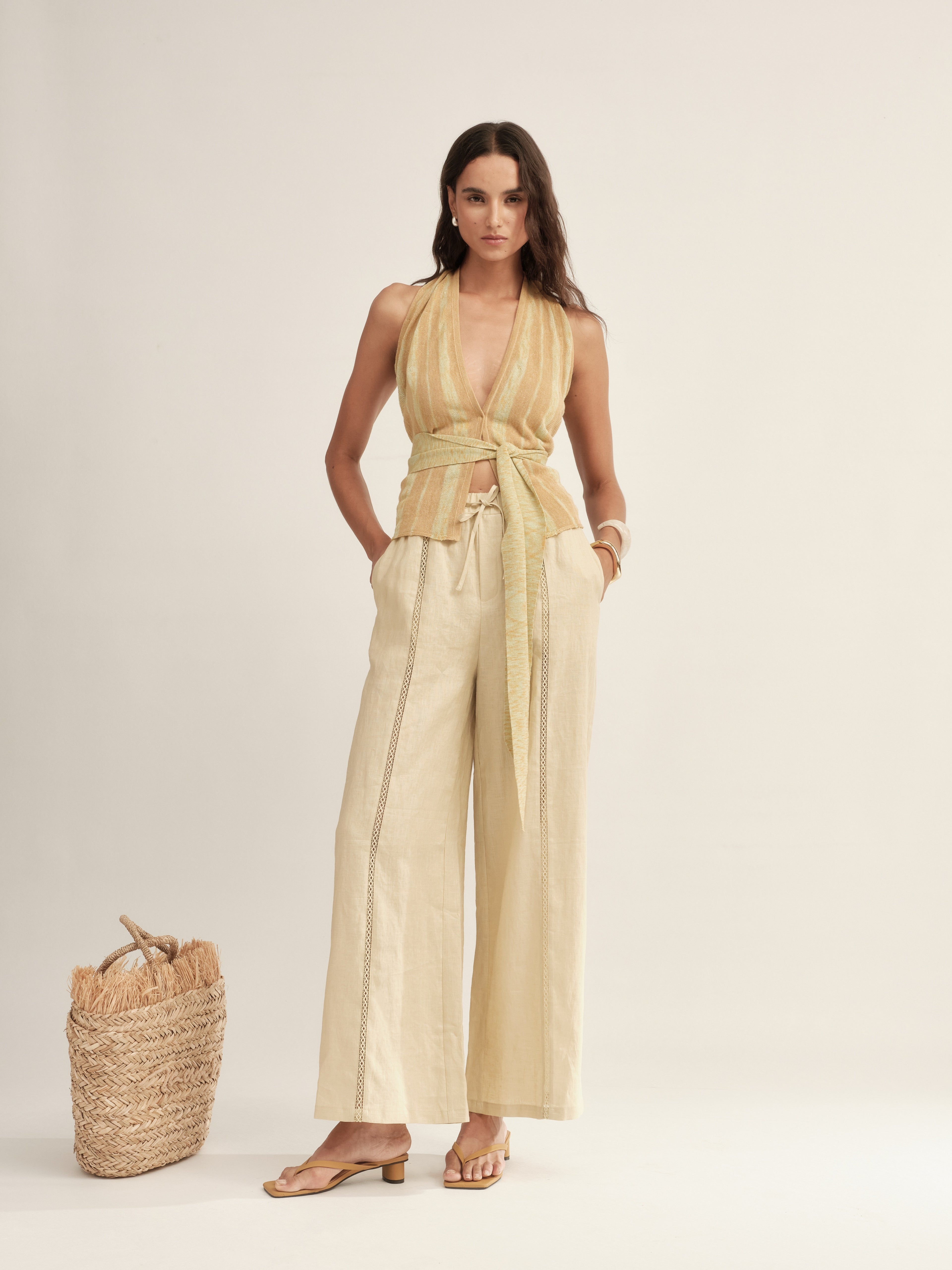 Timeless Capsule Linen Crochet Loose-Fit Pants