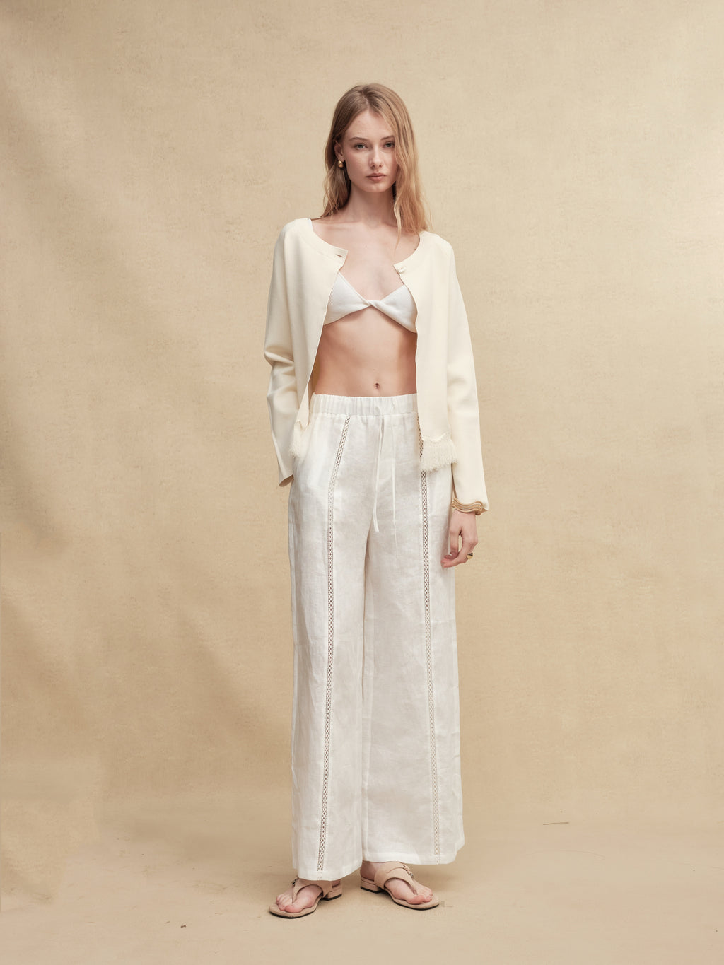 Timeless Capsule Linen Crochet Loose-Fit Pants