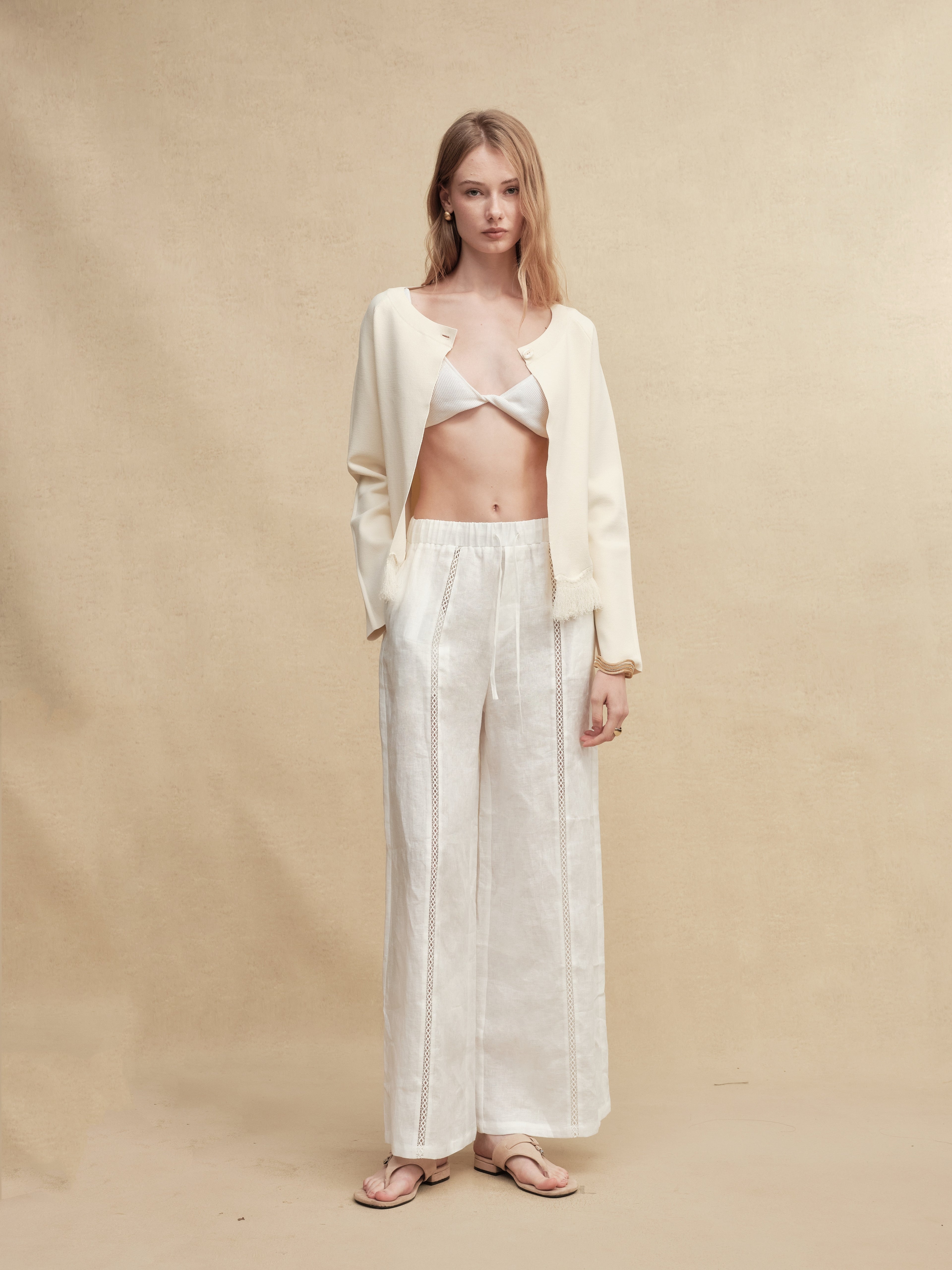 Timeless Capsule Linen Crochet Loose-Fit Pants