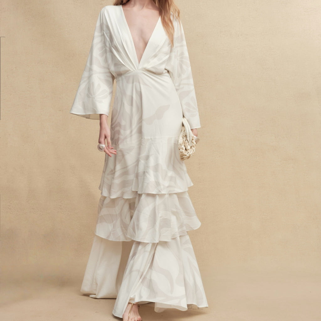 Silky Printed Flare Maxi Dress