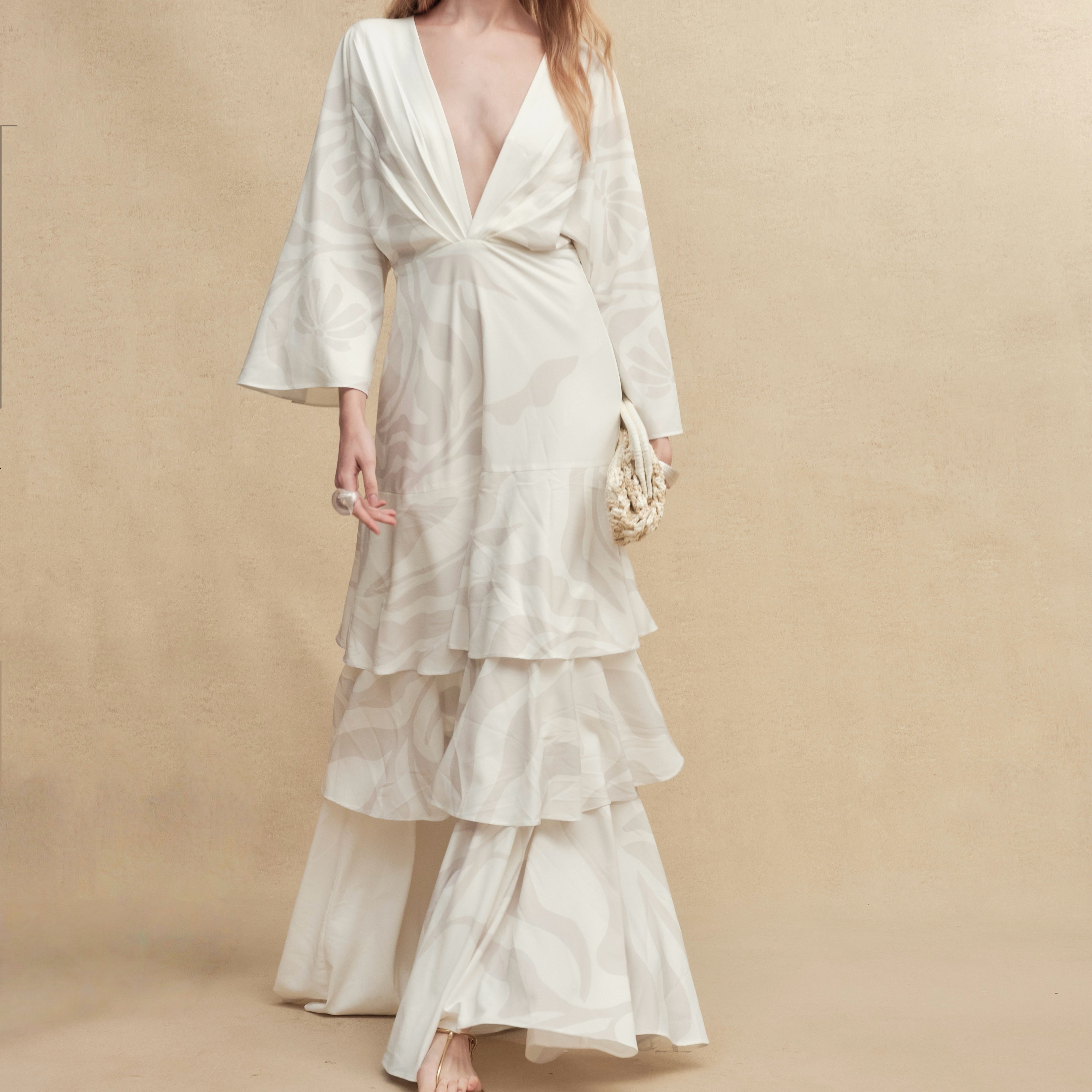 Silky Printed Flare Maxi Dress