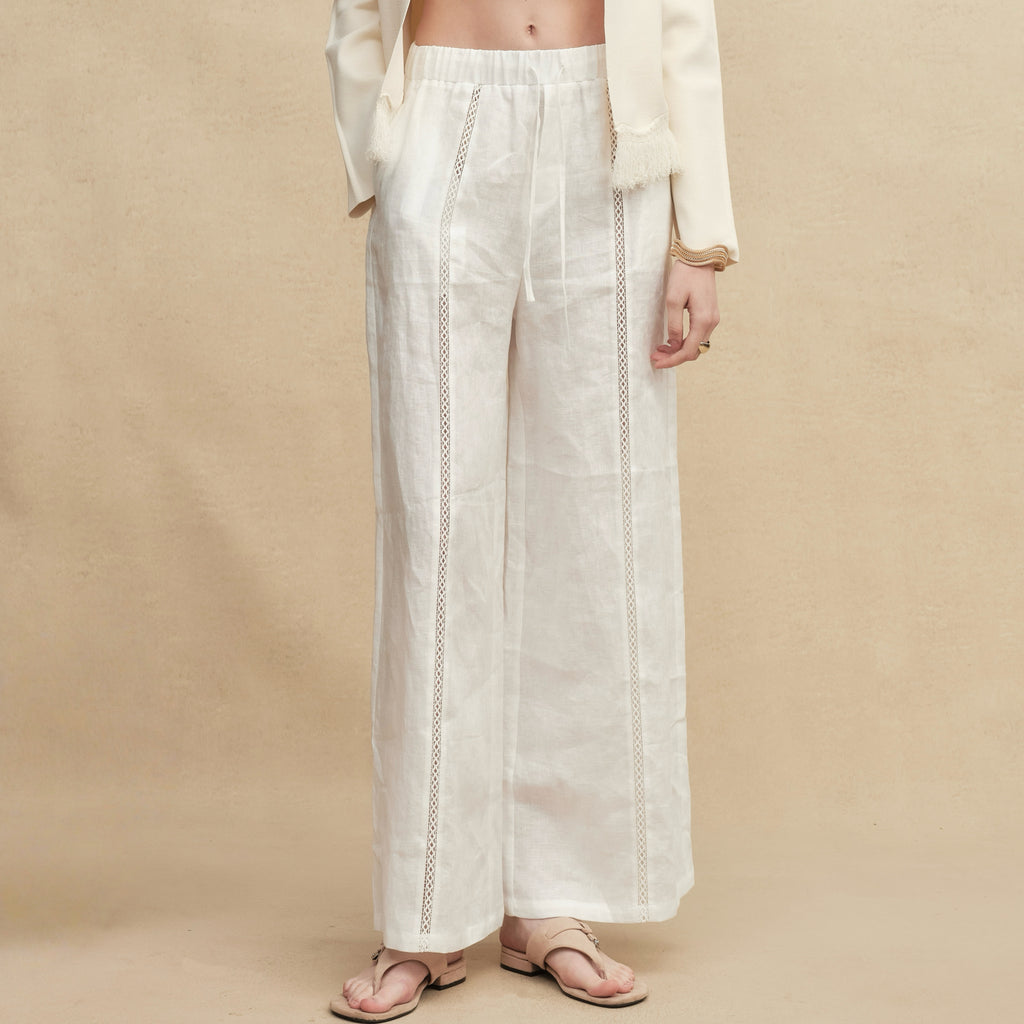 Timeless Capsule Linen Crochet Loose-Fit Pants