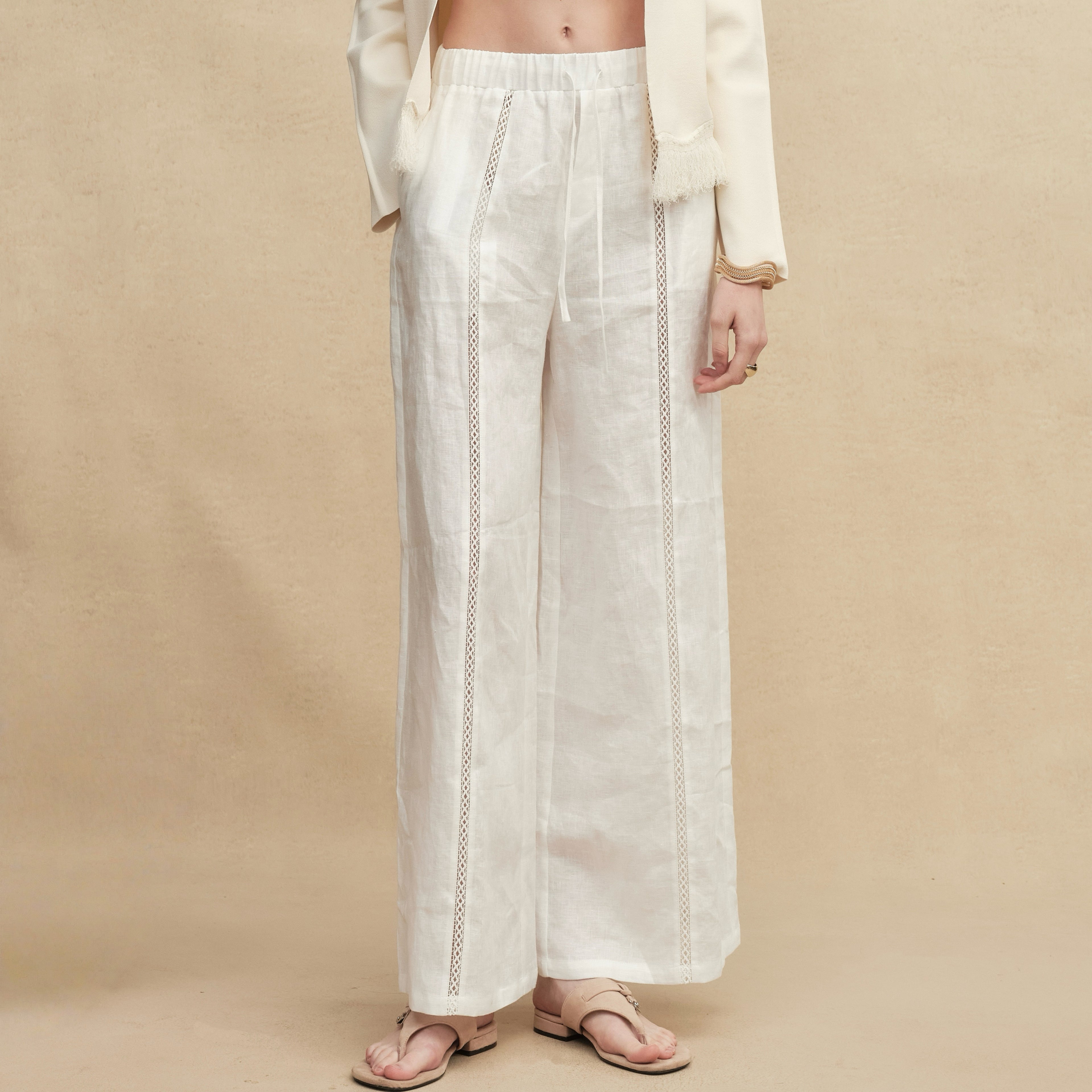 Timeless Capsule Linen Crochet Loose-Fit Pants