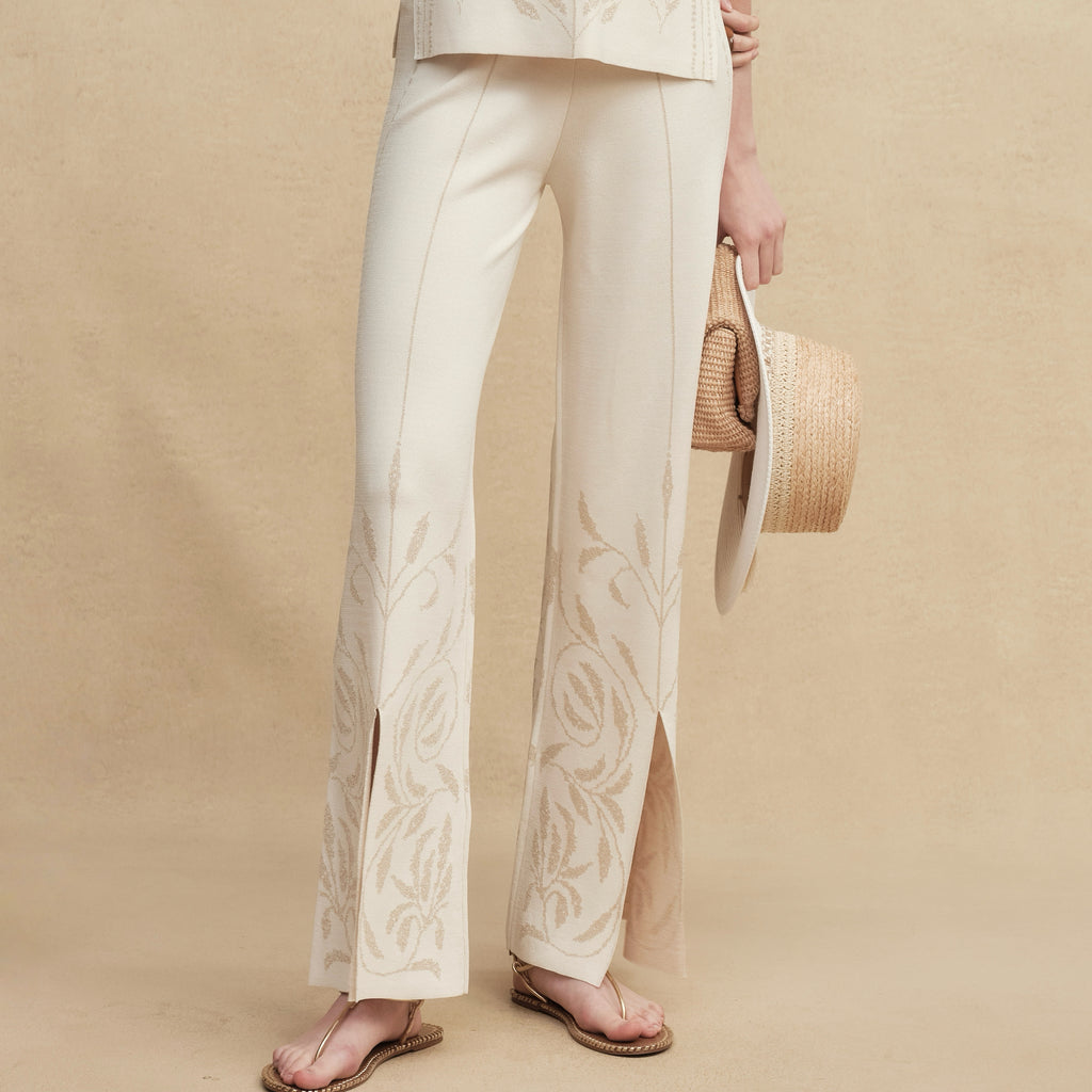 Silk-Blend Jacquard Knit Pants