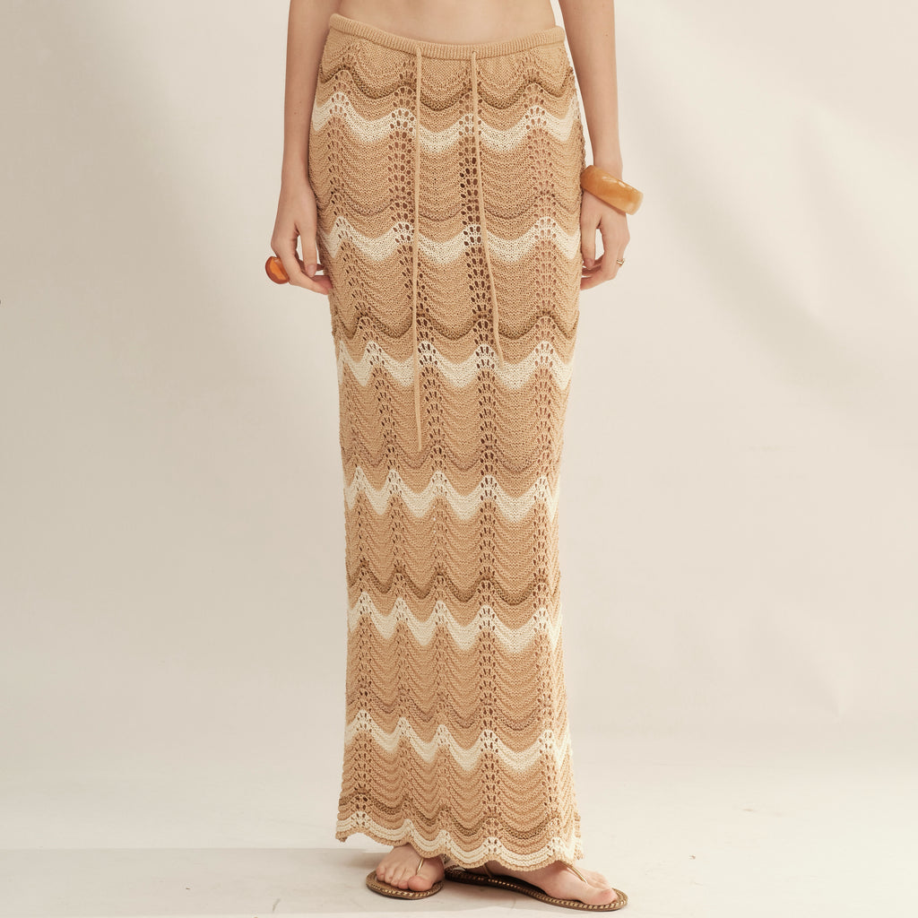 Gold and Silver Wavy Knit Skirt