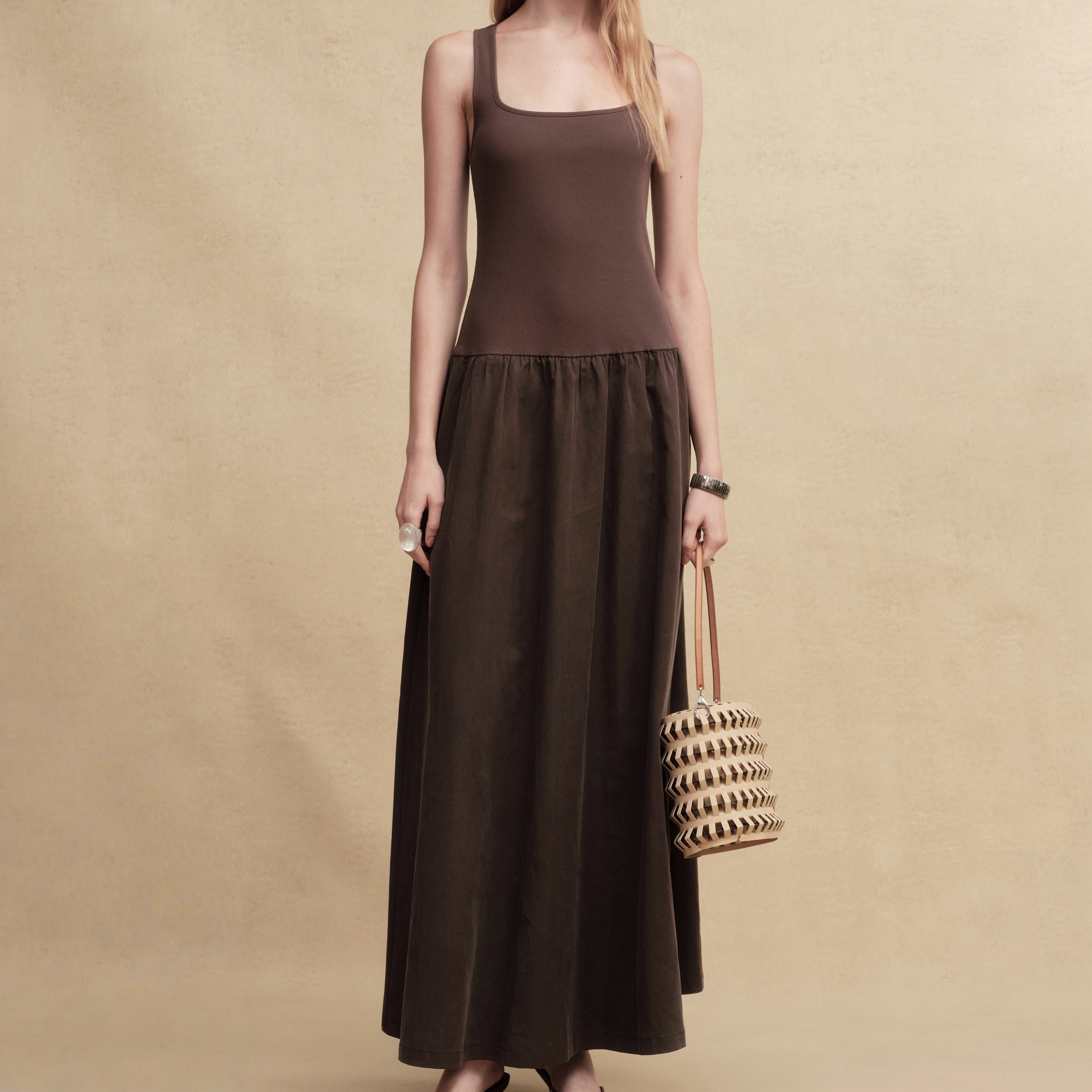 Timeless Capsule Classic Minimalist I-Back Panel Maxi Dress