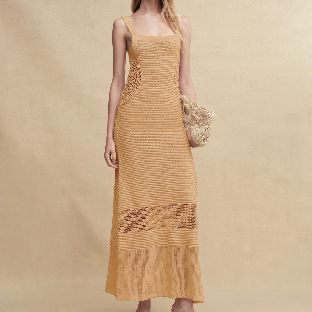 Textured Crochet Knit Resort Maxi Dress