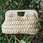 Cloud-shaped Straw Clutch Bag