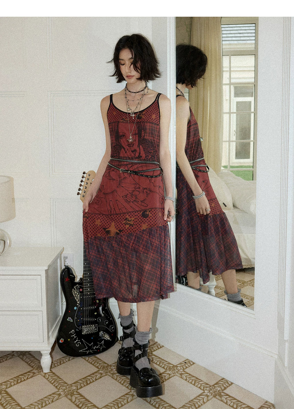 NANA Collaboration Printed Slip Dress