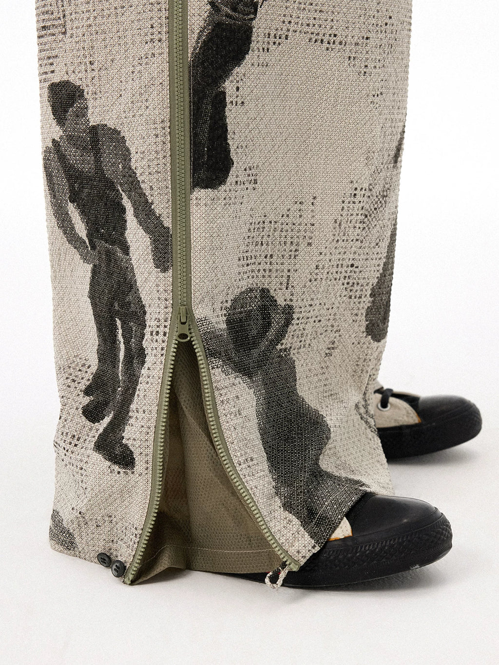 All-Over Puff Texture Casual Pants with Side Zipper