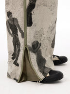 All-Over Puff Texture Casual Pants with Side Zipper