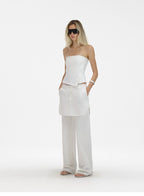 Asymmetric Button Slit Bandeau Top with Built-In Pads