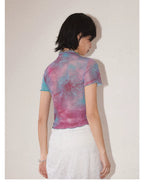 Galaxy Print Stretch Mesh T-Shirt
