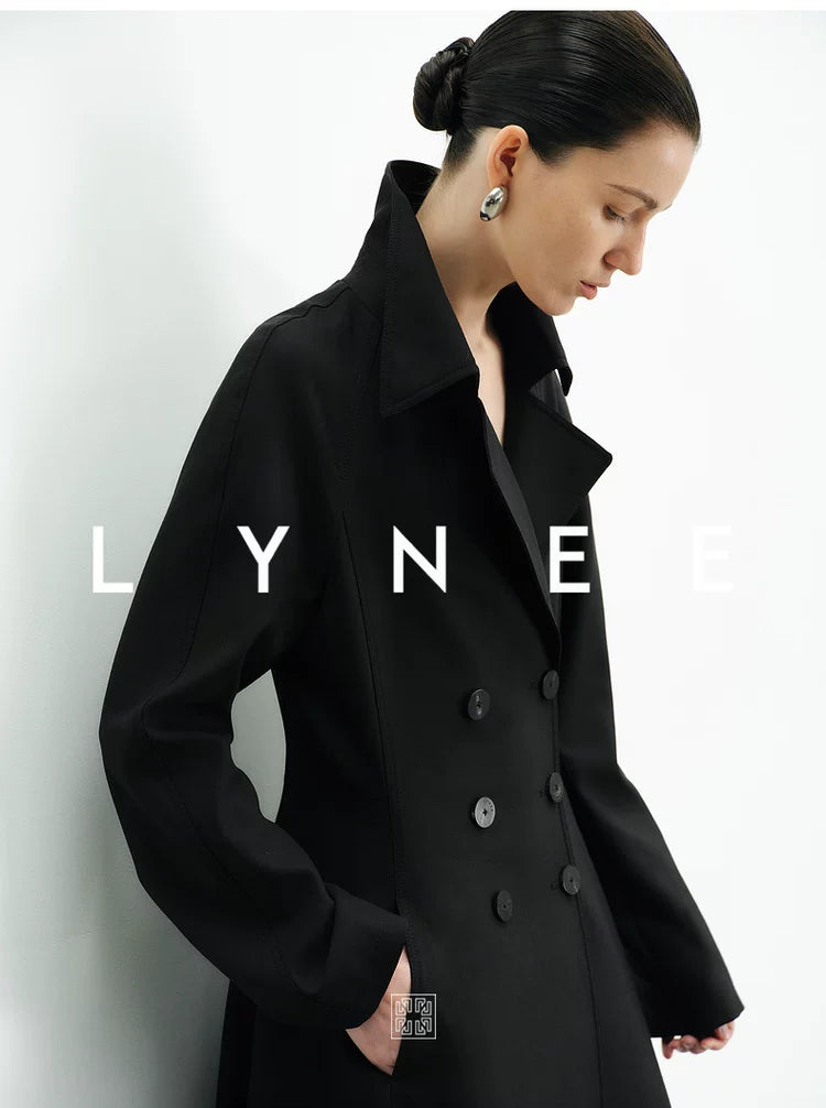 A-Line Hem Waist-Cinching Wool Trench Coat