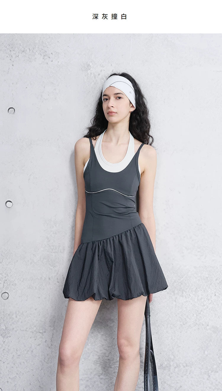 Loose Casual Color-Block Dress and Leggings Set