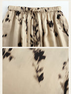 Mulberry Silk Floral Print Wide-Leg Pants