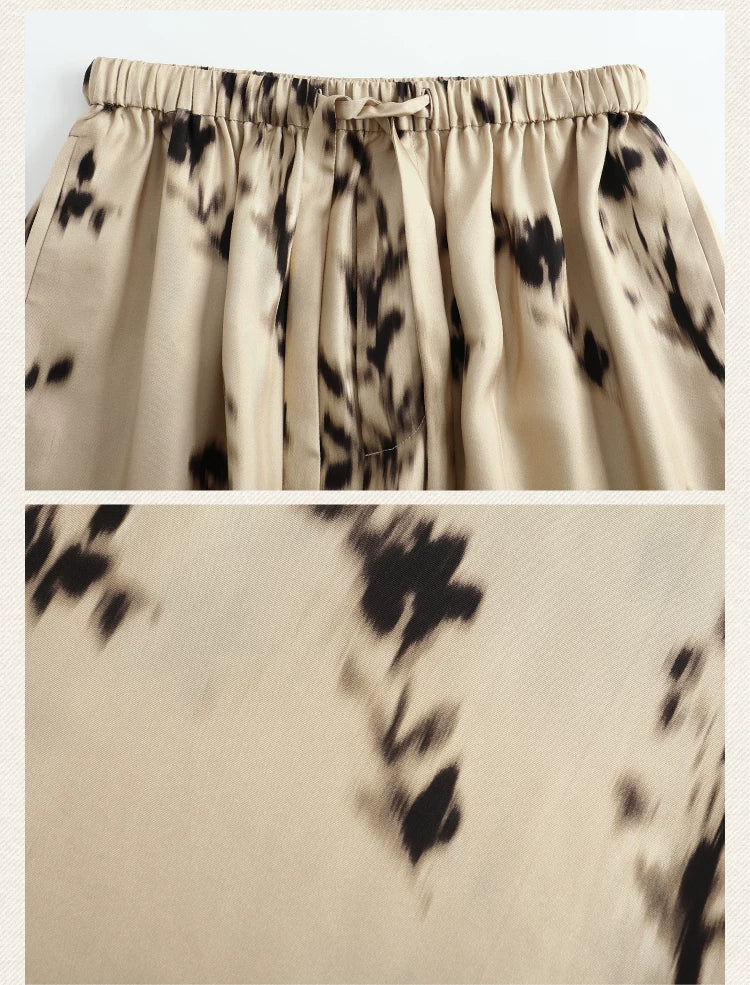 Mulberry Silk Floral Print Wide-Leg Pants