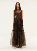 Painterly Print Tiered Sleeveless Dress