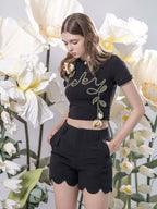 Handmade Crochet Cropped T-Shirt