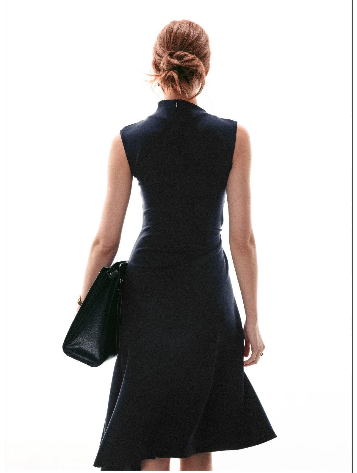 French Style Sleeveless Knot Detail Casual Work Dress