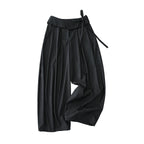 French Style Foldover Wide-Waist Tie Loose Wide-Leg Pants