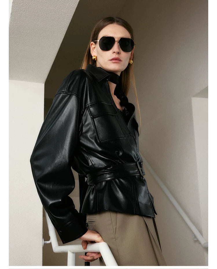 Brown Vintage Faux Leather Jacket