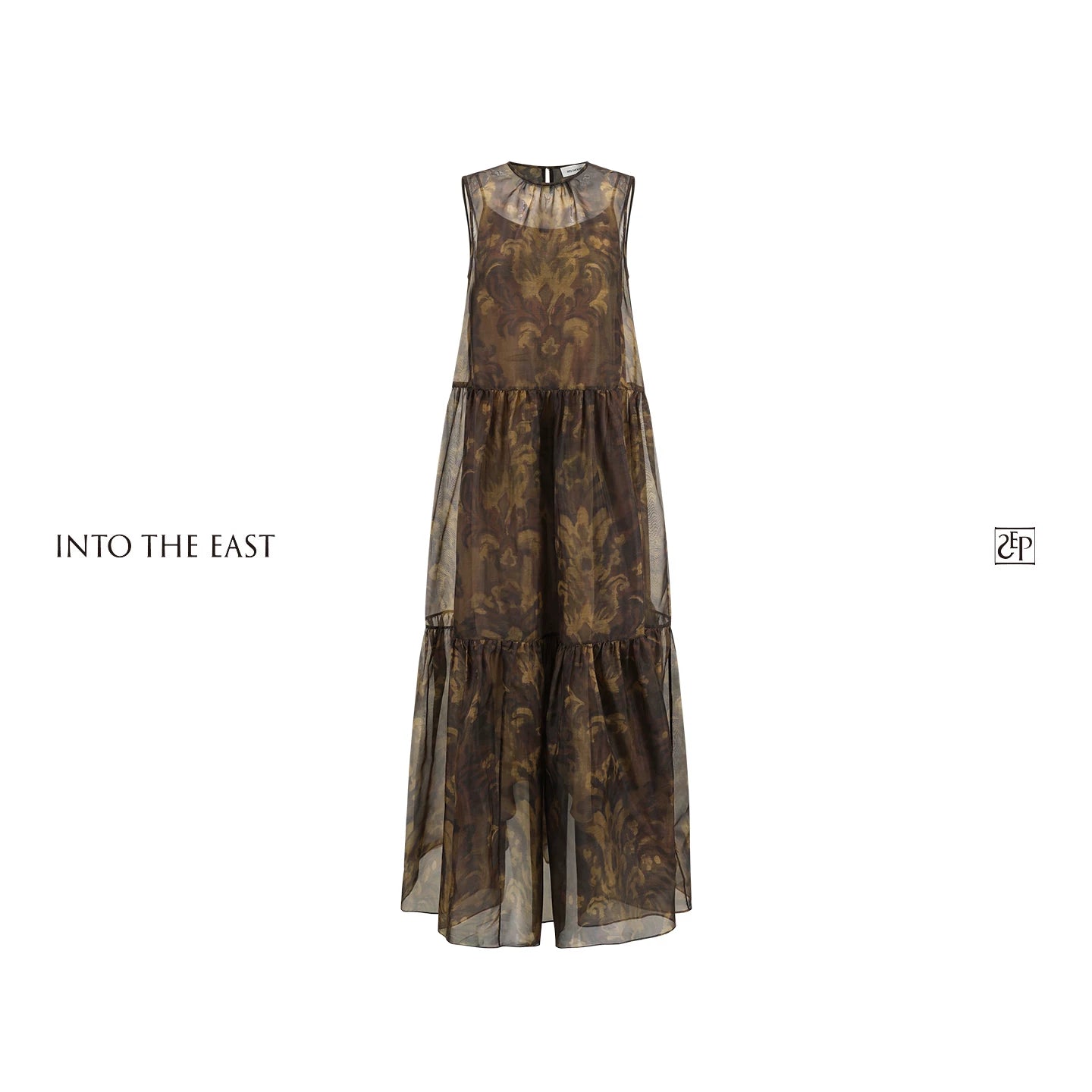 Painterly Print Tiered Sleeveless Dress Main image