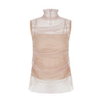 Ruched Mesh Sleeveless Top