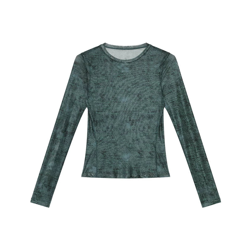 Round Neck Loose Vintage Geometric Print T-Shirt