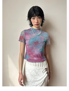 Galaxy Print Stretch Mesh T-Shirt