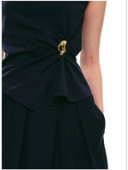 French-Inspired Slim-Fit Sleeveless Twist Top Set