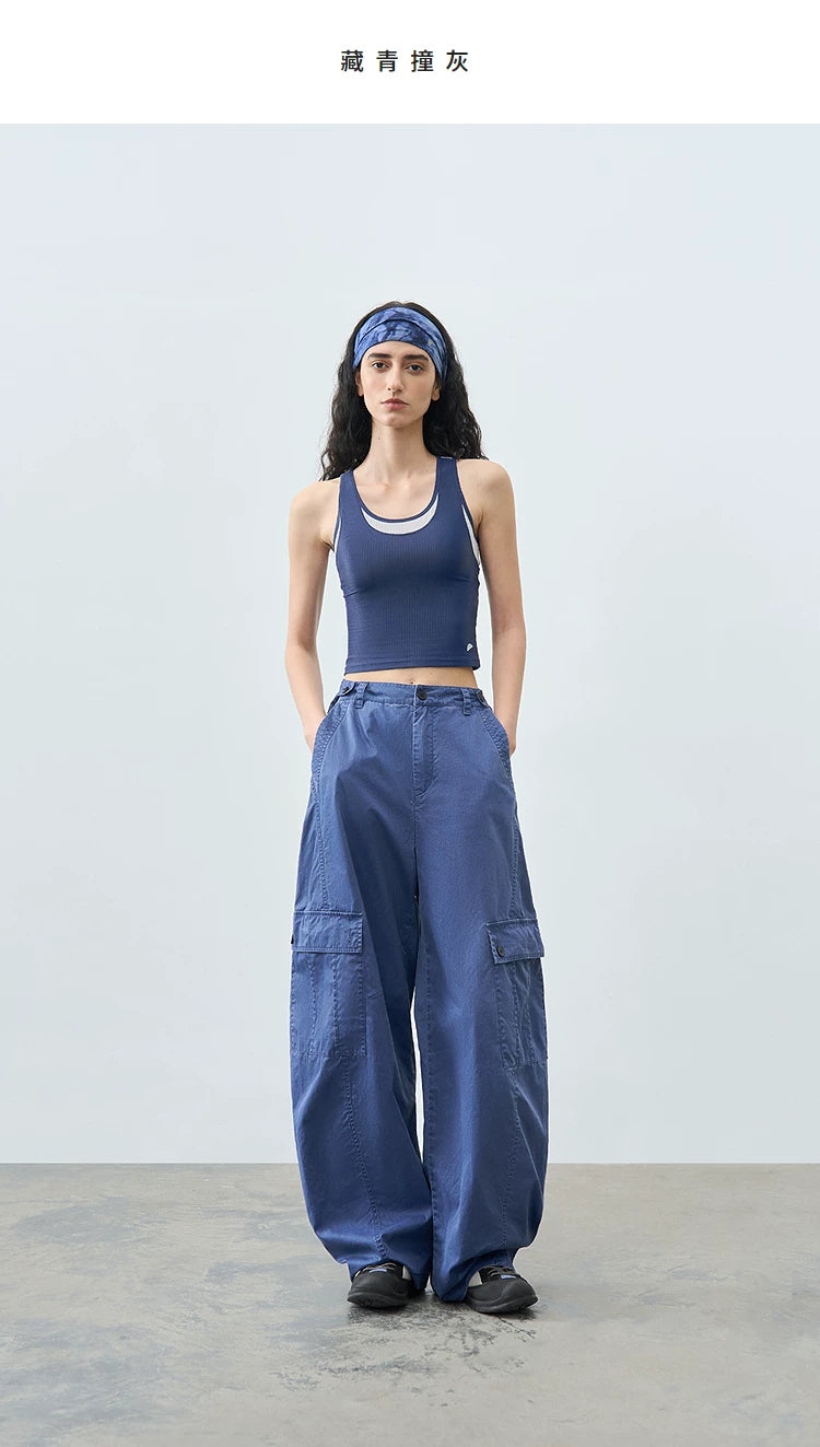 Summer Slim-Fit Two-in-One Color-Block Round Neck Tank Top