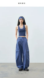 Summer Slim-Fit Two-in-One Color-Block Round Neck Tank Top